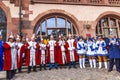 Performers of the yearly carnival parade in Frankfurt am Main in front of the Roemer