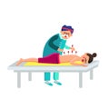 Performing Acupuncture Therapy Woman Character Vector Illustration Royalty Free Stock Photo