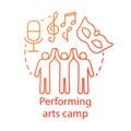 Performing arts camp concept icon. Artistic, creative personalities community, club idea thin line illustration. Theatre