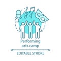 Performing arts camp concept icon. Artistic, creative personalities community, club idea thin line illustration. Theatre