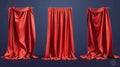 Performing arts stage red curtain with folds. Realistic modern illustration set of close and open opera stage cloth Royalty Free Stock Photo