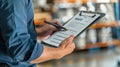 Performing expert data analysis with a clipboard set against a digital backdrop AIG62