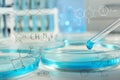 Performing laboratory analysis, closeup Royalty Free Stock Photo