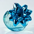 Soarkly blue perfume bottle with a gift bow.