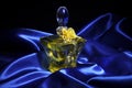 Perfume on blue satin Royalty Free Stock Photo