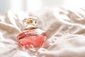 Perfume bottle with aromatic floral scent, luxury fragrance