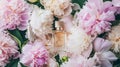 Perfume bottle with beautiful flowers. Beauty concept. Flat lay, top view