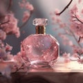 Perfume bottle with cherry blossoms Royalty Free Stock Photo