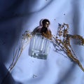 Perfume bottle with dried folwers Royalty Free Stock Photo