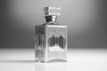 Perfume bottle with intricate design. Cosmetic beauty glass container. Crystal decanter of cologne. Eau de toilette.