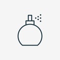 Perfume Bottle Line Icon. Fragrance Bottle with Drops Linear Pictogram. Beauty Care Product in Spray Pump Bottle Icon