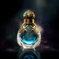 Perfume Bottle: A Magical Product with Qual Glass and Gold Lid Royalty Free Stock Photo