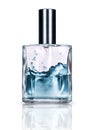 Perfume bottle with refreshing essence isolated on white Royalty Free Stock Photo