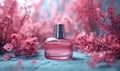 Perfume Bottle on Table. Generative AI Royalty Free Stock Photo