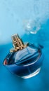 Perfume bottle under blue water, fresh sea coastal scent as glamour fragrance and eau de parfum product as holiday gift, luxury Royalty Free Stock Photo