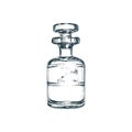 Perfume bottle, vector sketch. Essential oil vial.