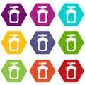 Perfume bottle water icons set 9 vector Royalty Free Stock Photo