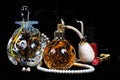 Perfume bottles, jewellery and make-up. Royalty Free Stock Photo