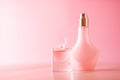 Perfume bottles, luxury set on pink background Royalty Free Stock Photo