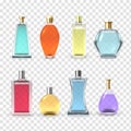 Perfume bottles set, aroma and fragrance collection