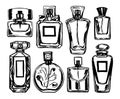 Perfume bottles set. Vector. Royalty Free Stock Photo