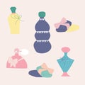 Perfume bottles and soaps illustration. Vector elements