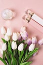 Perfume bottles surrounded by flowers Royalty Free Stock Photo