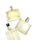 Perfume bottles on white floating Royalty Free Stock Photo