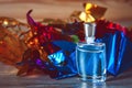 Perfume and Christmas decorations Royalty Free Stock Photo
