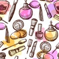 Hand Drawn Cosmetics Seamless Pattern Royalty Free Stock Photo