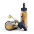Perfume droppers containing yellow liquid Royalty Free Stock Photo