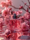 Perfume Elegance Amidst Cherry Blossoms Royalty Free Stock Photo