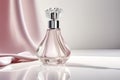 Perfume essence. Elegance perfume bottles, feminine cosmetic pink.