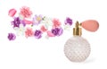 Perfume with floral scent on background