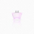 Perfume glass minimalist bottle. Transparent fragrance packaging with steel cap, sprayer template