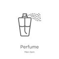 perfume icon vector from men item collection. Thin line perfume outline icon vector illustration. Outline, thin line perfume icon