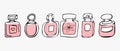 Perfume or perfume icons set. Perfume bottle, fragrance.Cosmetic beauty. Vector