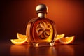 Perfume with orange color background, (Created with Generative AI technology) Royalty Free Stock Photo