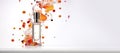 Perfume pheromones on white molecules background. Molecular perfumes increase irresistibility. Pheromone colognes are scented or Royalty Free Stock Photo