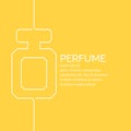 Perfume poster in a linear style. Illustration on a yellow background.