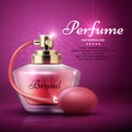 Perfume product vector background with sweet aroma woman fragrance