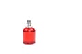 Perfume spray red bottle isolated on white background. Mock up, bottle for branding and label Royalty Free Stock Photo