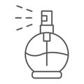 Perfume thin line icon, aroma and fragrance, cologne sign, vector graphics, a linear pattern on a white background. Royalty Free Stock Photo