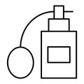 Perfume thin line icon. Fragrance bottle illustration isolated on white. Scent outline style design, designed for web
