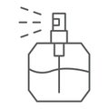 Perfume thin line icon, fragrance and cosmetic, aroma sign, vector graphics, a linear pattern on a white background.