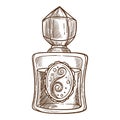 Perfume or toilet water in vintage flacon, aroma essence