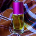 Perfume on a two-tone plaid background Royalty Free Stock Photo
