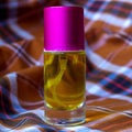 Perfume on a two-tone plaid background Royalty Free Stock Photo