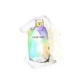 Perfume watercolor Fashion illustration rainbow color print glitter texture