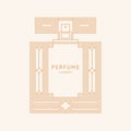 Perfume for women. Linear image of a perfume bottle. A beautiful vector image in a fashionable style for design.
